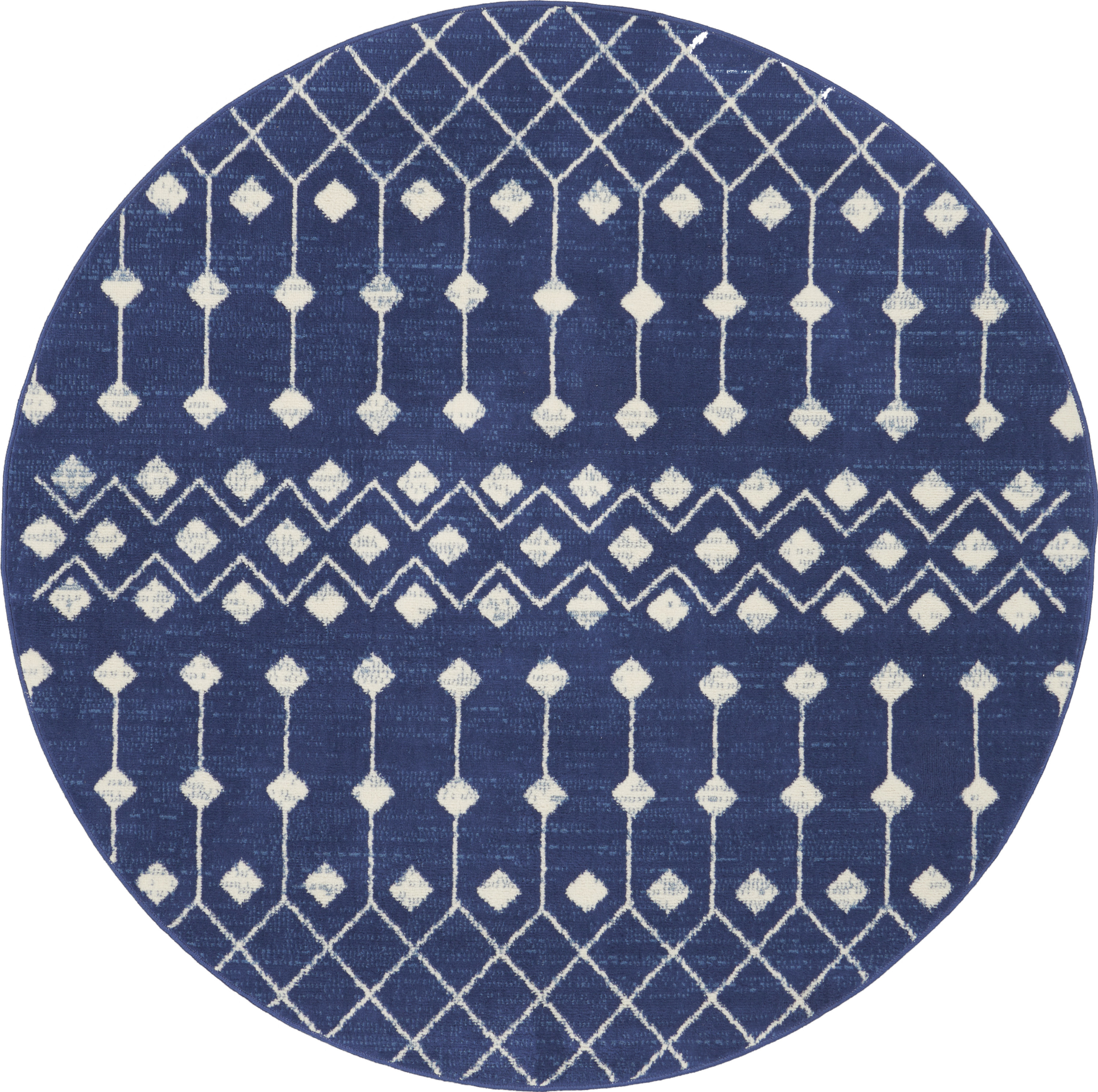 Nourison Grafix 5'3" x Round Navy Bohemian Indoor Rug
