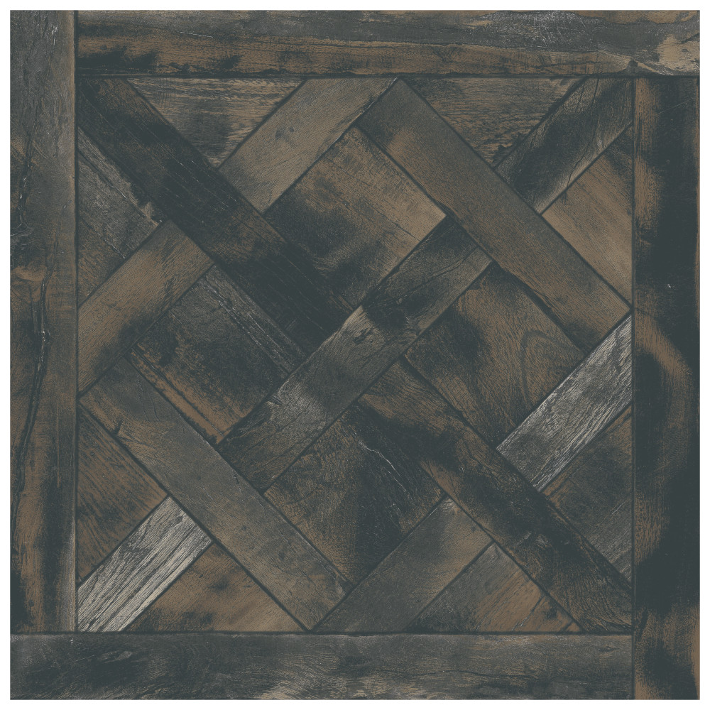 Kings Forest Lattice Black 17-5/8 in. x 17-5/8 in. Ceramic Floor and Wall Tile