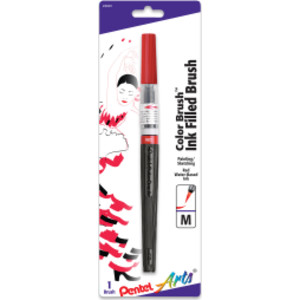 Color Brush with Water-Based Ink, Medium Tip, Red, 1-Pack