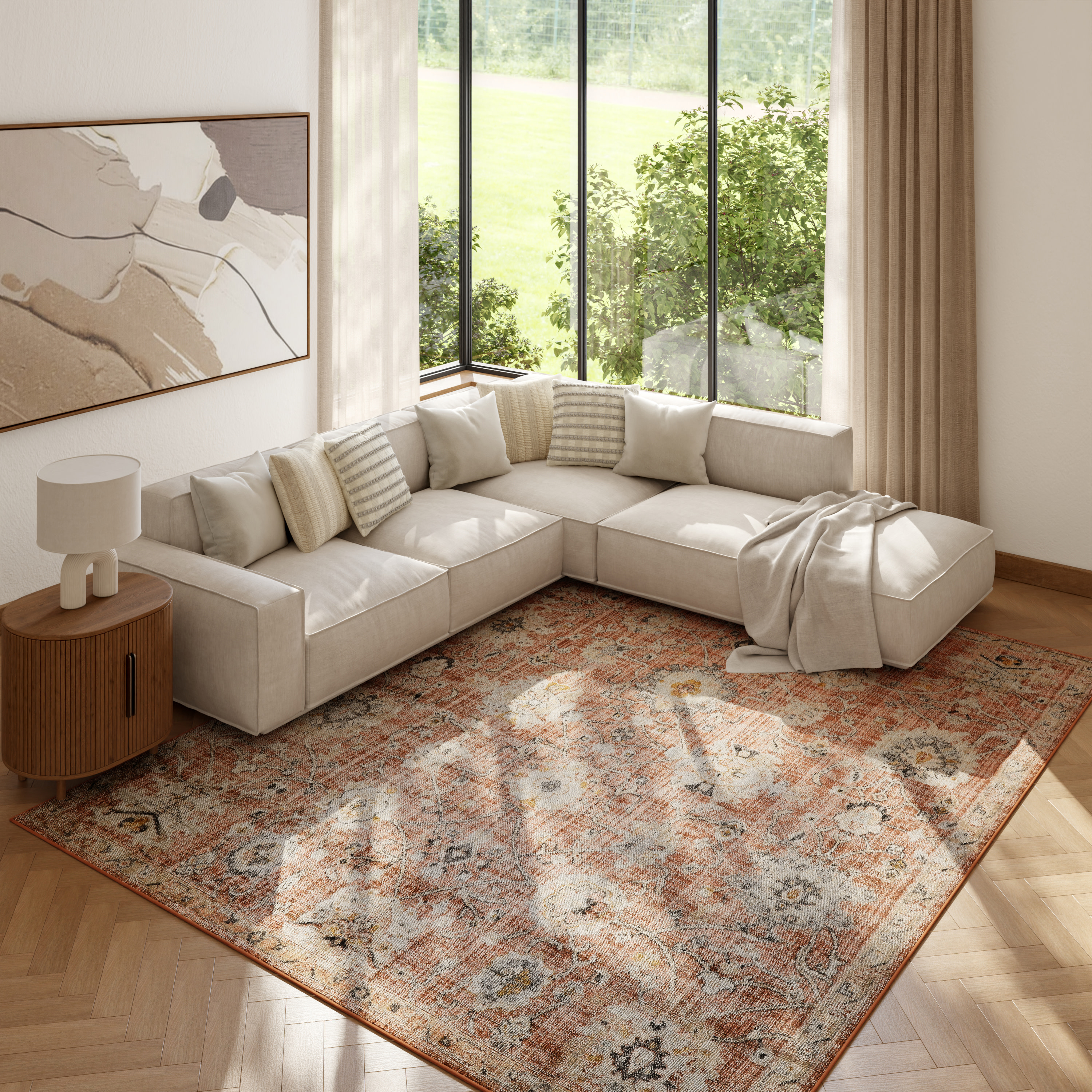 Nourison Oushak Home 9' x 12' Rust Vintage Indoor Rug