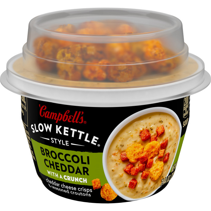 Broccoli Cheddar Soup with Crunchy Toppings