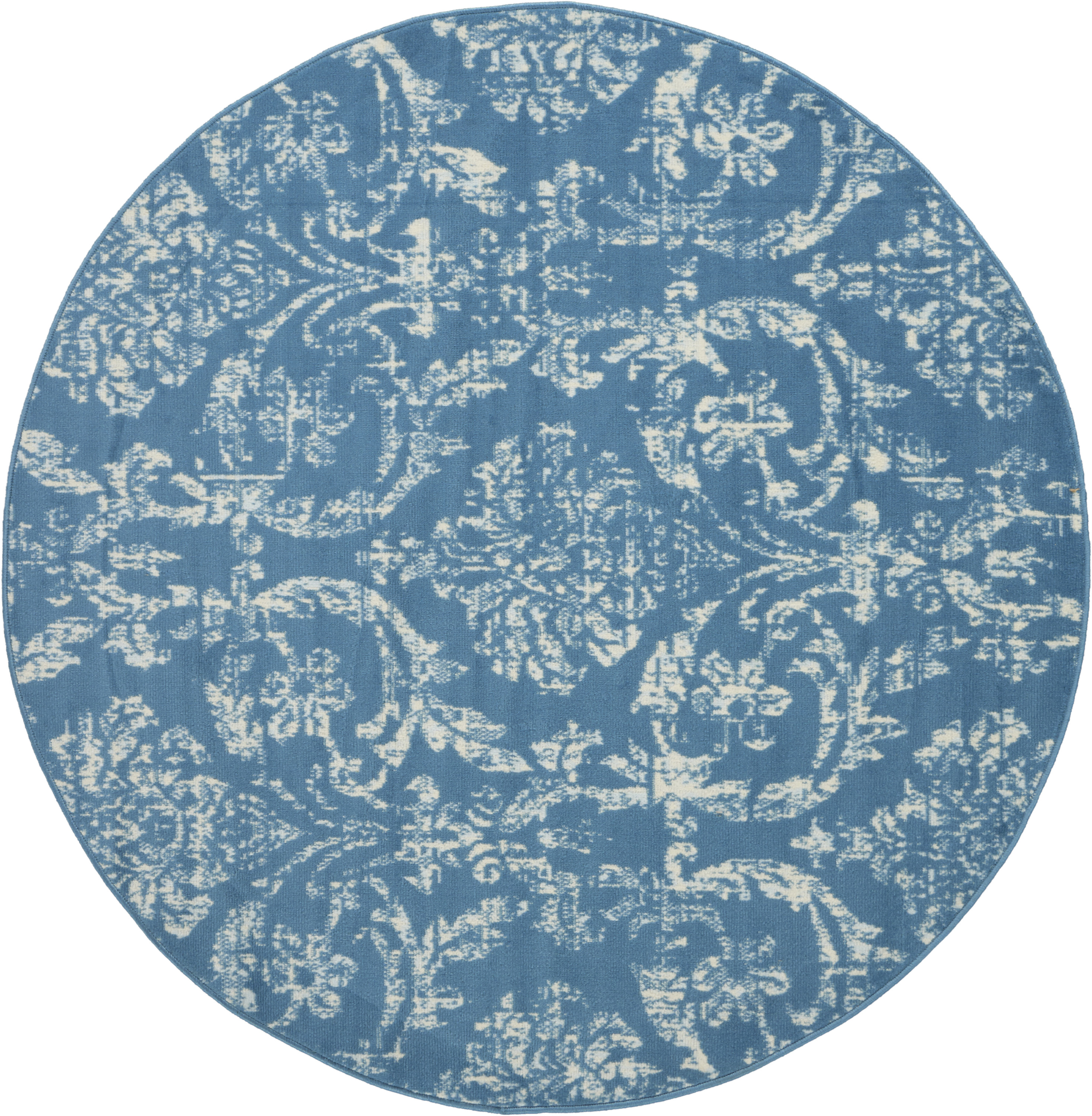 Nourison Jubilant 5'3" x Round Blue Vintage Indoor Rug