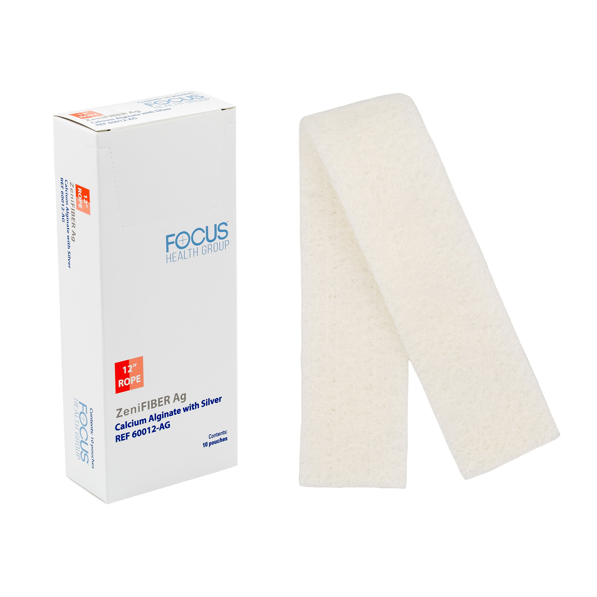 Focus Health Group DRESSING, WOUND SILVER AG CALCIUM ZENIFBER ROPE 12" (10/BX)