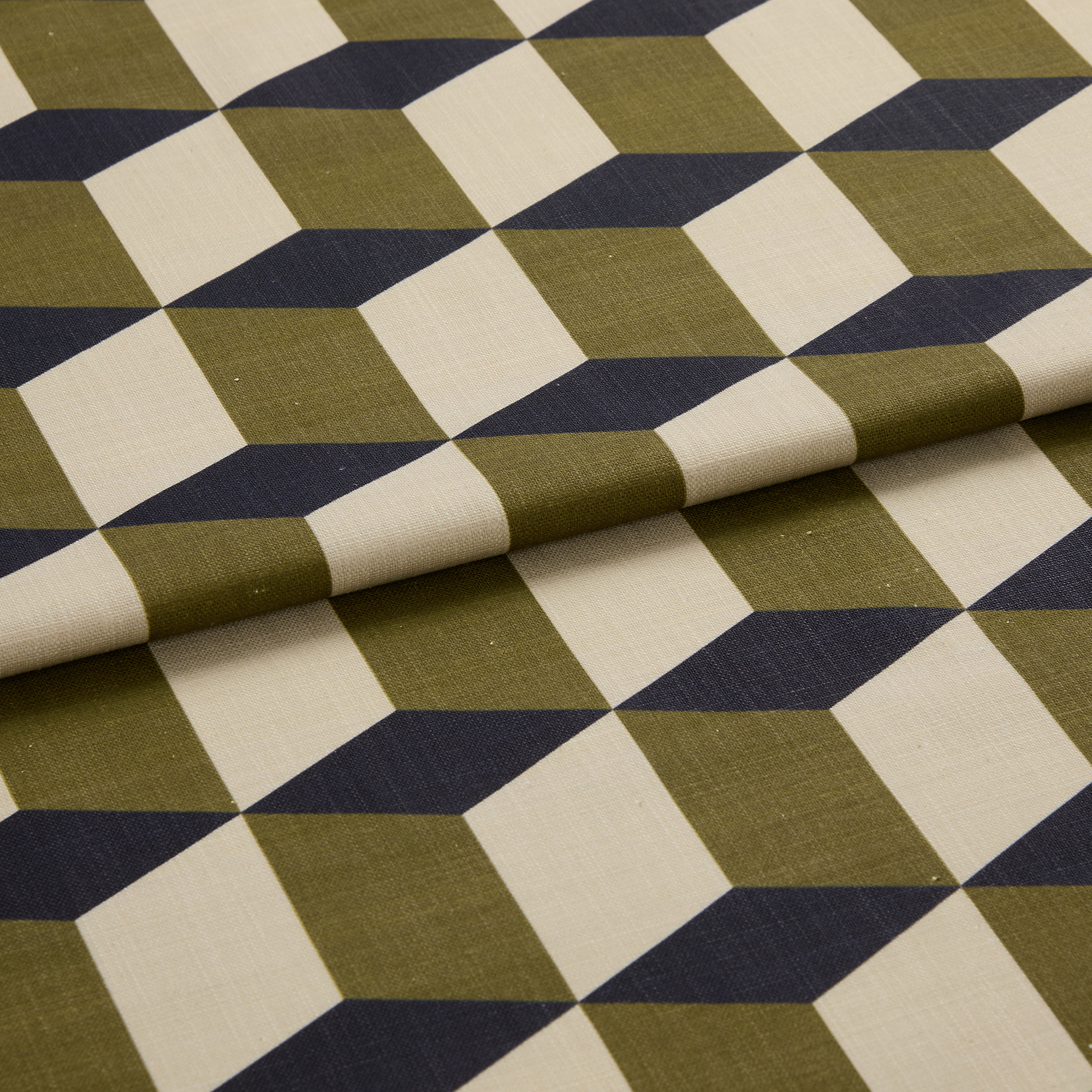 Cubes Khaki Curtains