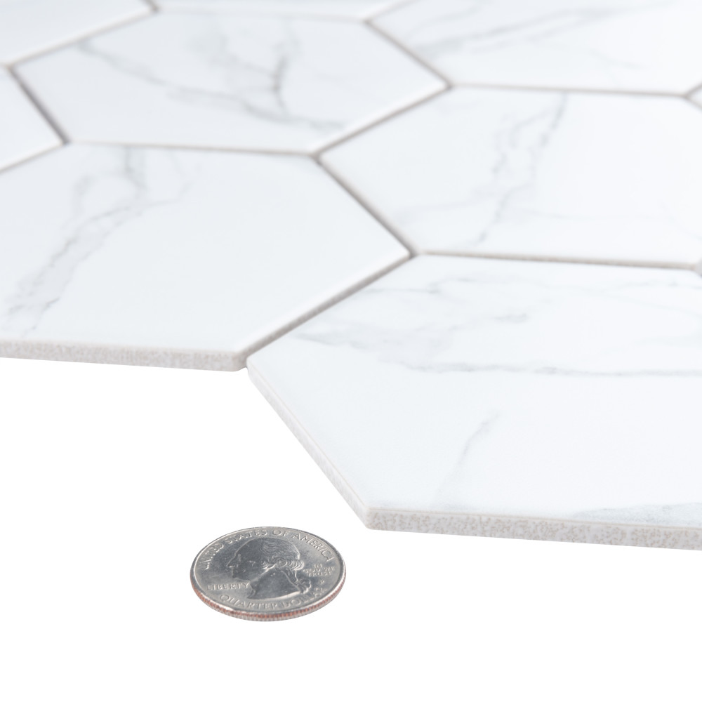 Carrione Super Hex Matte Carrara 10 in. x 11-1/2 in. Porcelain Mosaic Tile