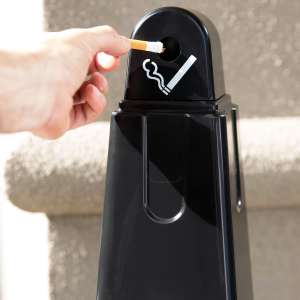 Rubbermaid Commercial, GroundsKeeper, 1 gal, Resin, Black, Square, Smoking Receptacle