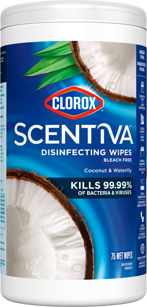 Scentiva™ Disinfecting Wipes, Bleach Free, Coconut & Waterlily, 75ct