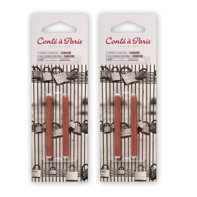 Carrés Esquisse Sketching Pastel Crayons, Sanguine (2450), 2 Per Pack, 2 Packs