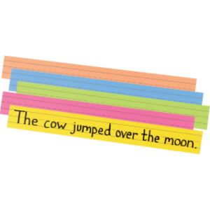 Super Bright Sentence Strips, 5 Assorted Colors, 1-1/2" Ruled 3" x 24", 100 Strips