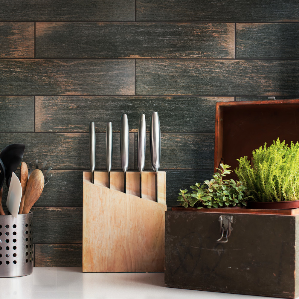 Bora Dark 3-1/8 in. x 17-1/2 in. Porcelain Floor and Wall Tile