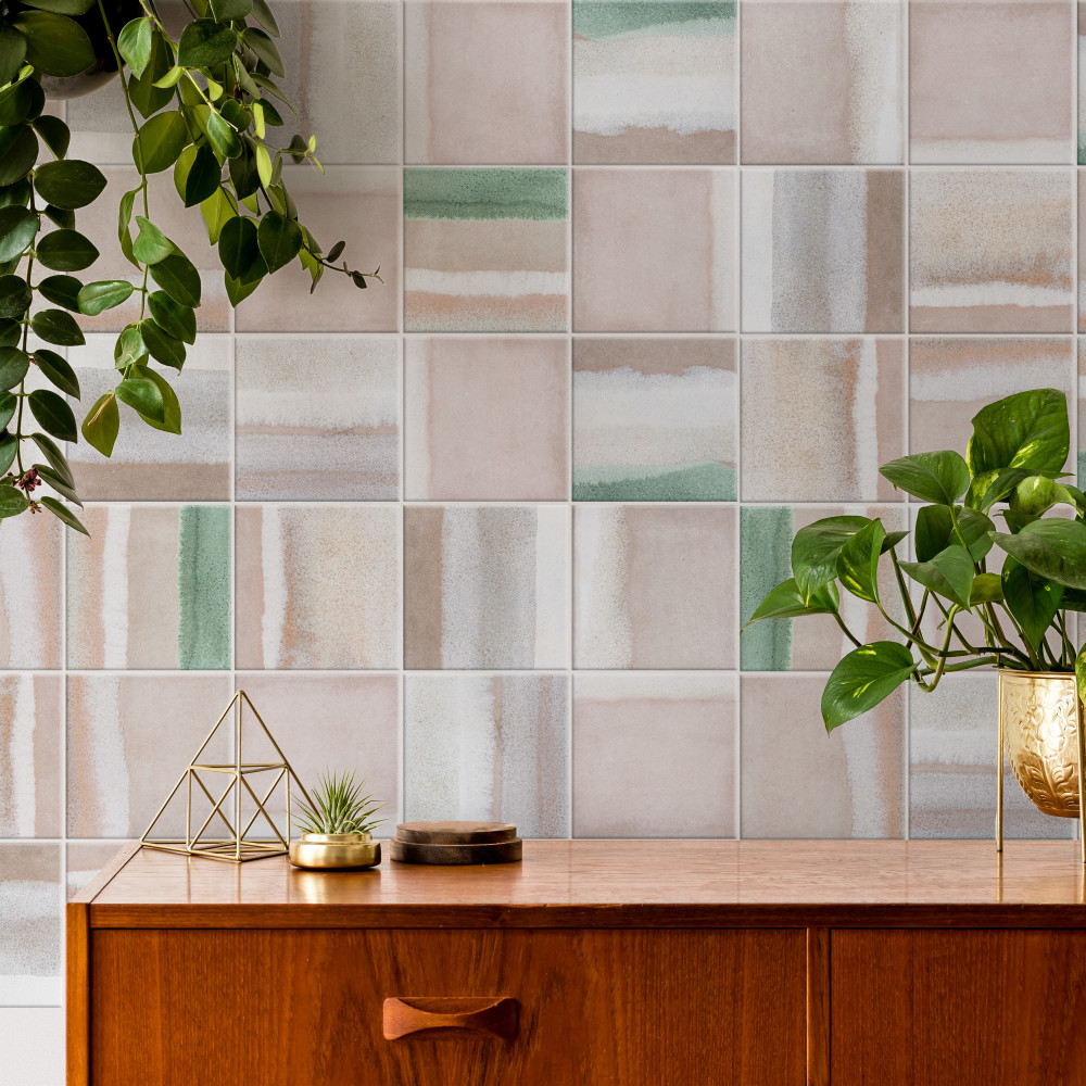 Matter Canvas Taupe Green 6 in. x 6 in. Porcelain Floor and Wall Tile