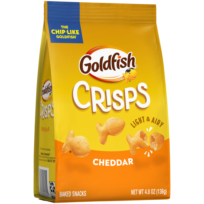 Goldfish® Cheddar Baked Snacks, 4.8 oz, bag - Left Angle Image