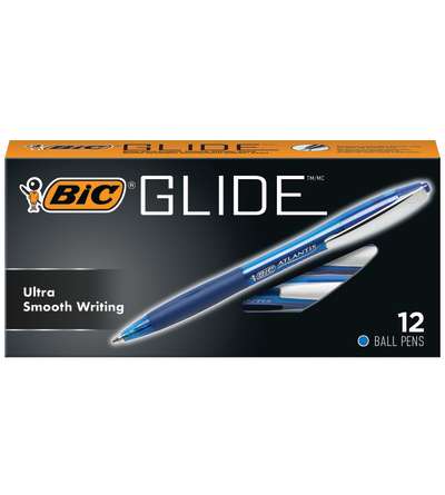 BIC® Glide™ Original Retractable Pens, Blue, Box of 12