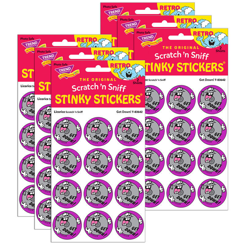 Stinky Stickers® Retro Licorice Scent, Scratch 'n Sniff Stickers, 6-Pack