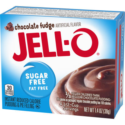 JELL-O Zero Sugar Chocolate Fudge Instant Pudding & Pie Filling, 1.4 oz Box