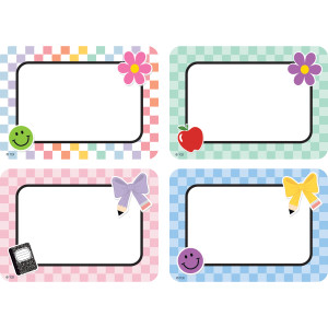 Cool for School Checkers Name Tags/Labels-Multi-Pack