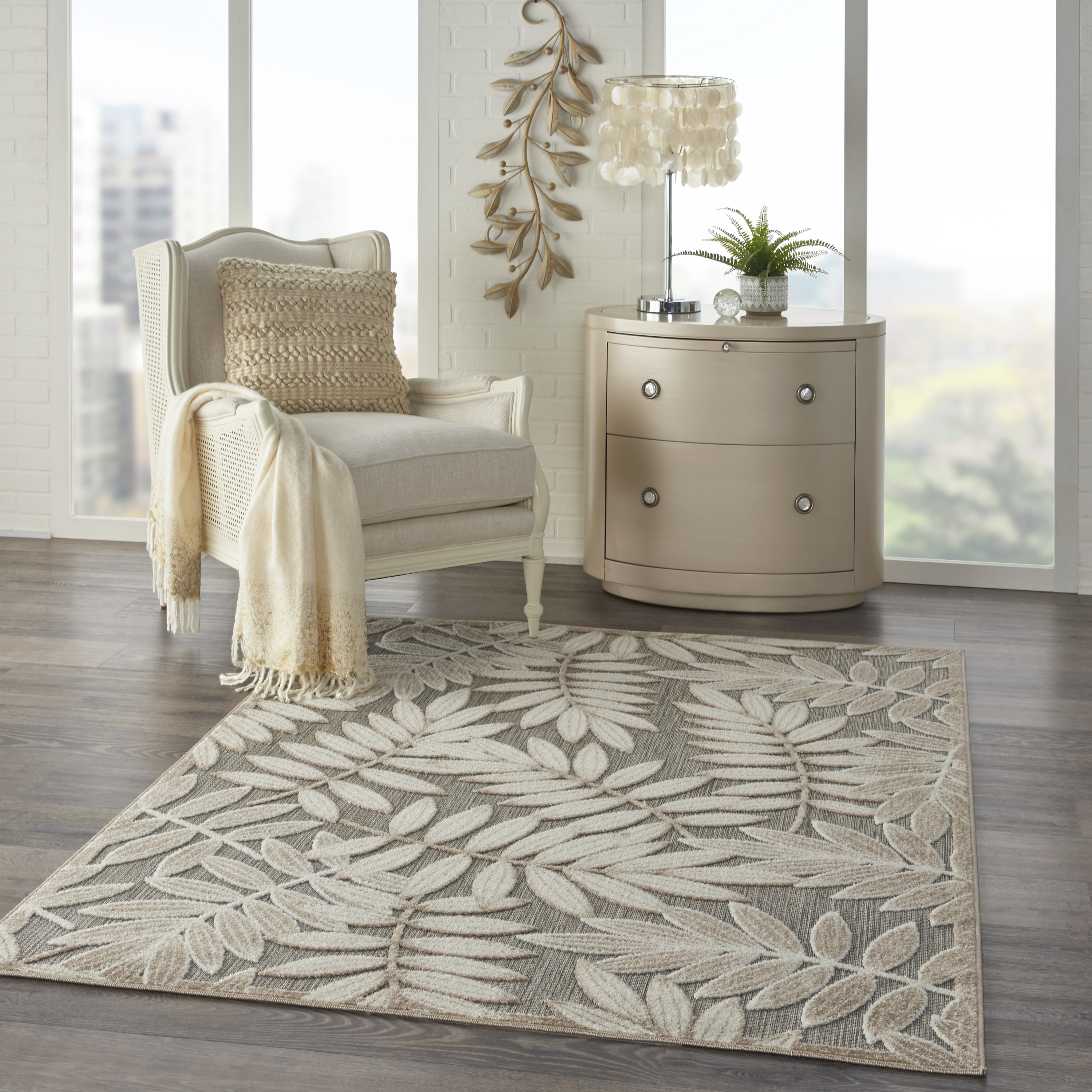 Nourison Aloha 3'6" x 5'6" Natural Tropical Rug