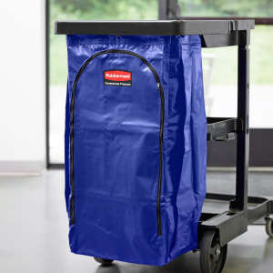 Rubbermaid Commercial, 34 Gal Janitorial Cleaning Cart Vinyl Bag, High Capacity, Blue