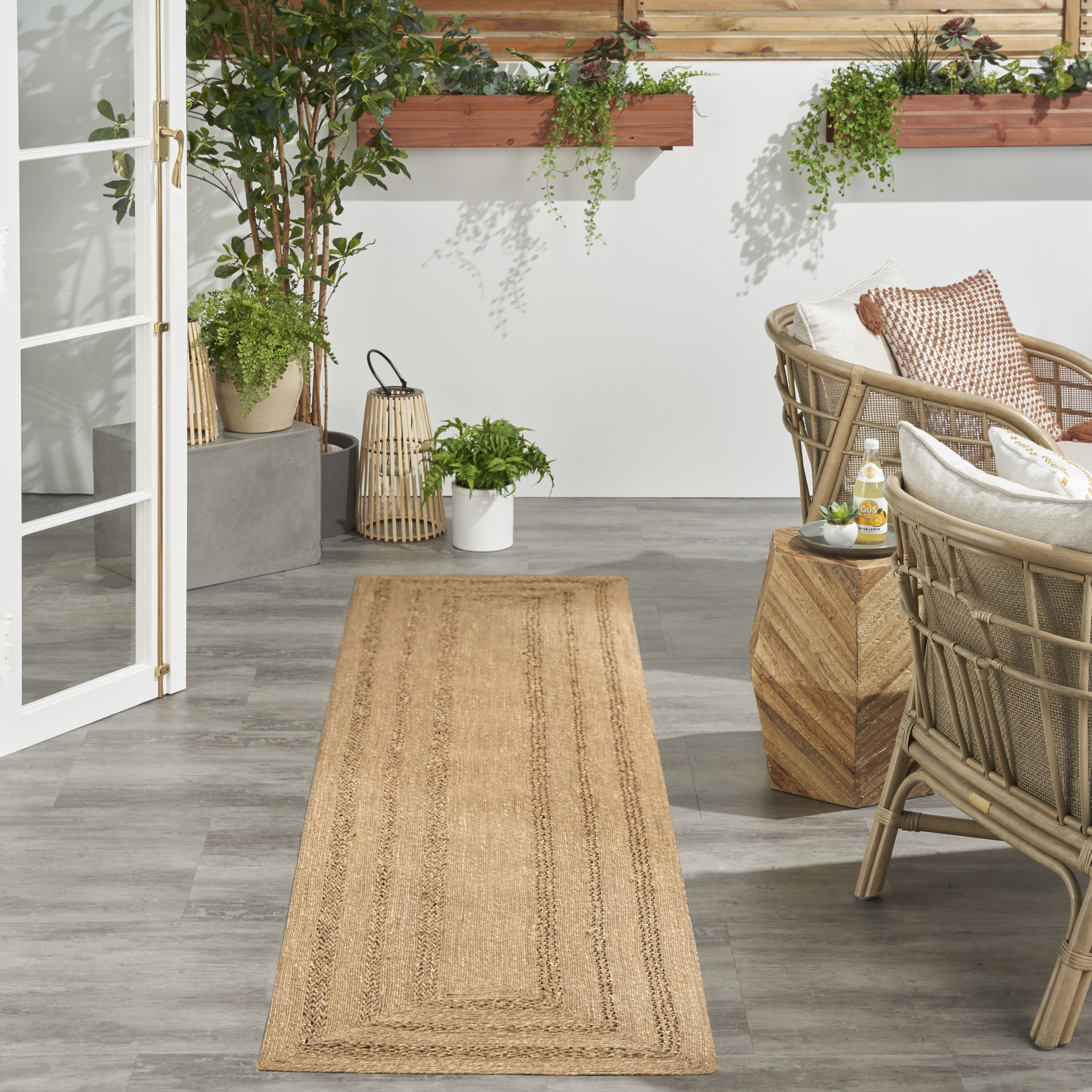 Nourison Natural Seagrass 2'3" x 8' Natural Outdoor Rug
