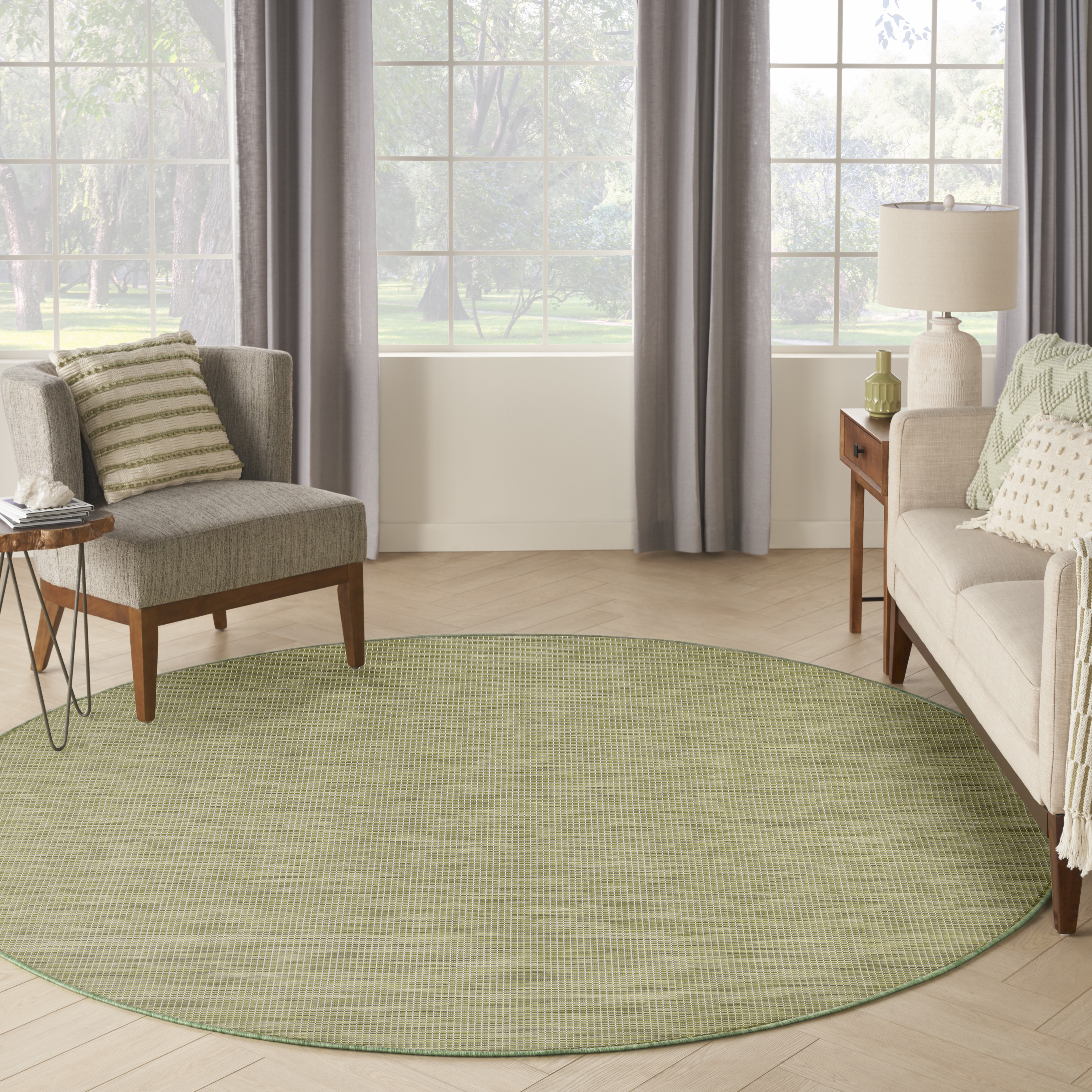 Nourison Positano 8' x Round Green Modern Rug