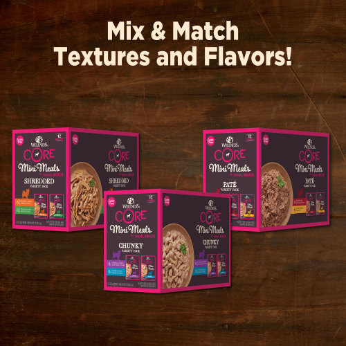 Wellness CORE Mini Meals Chunky Variety Pack marketing callout