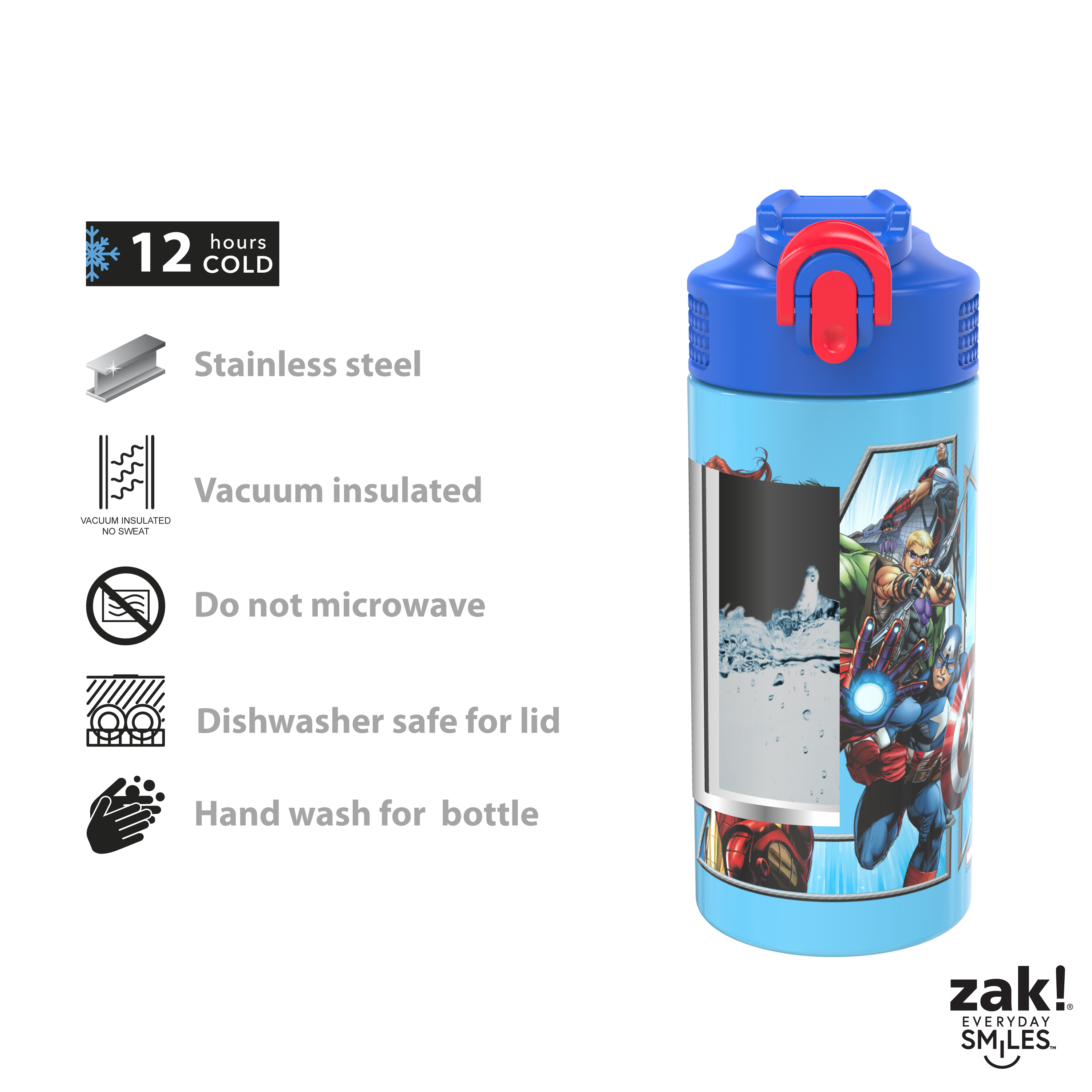 Marvel Comics 14 ounce Stainless Steel Vacuum Insulated Water Bottle, The Avengers slideshow image 9
