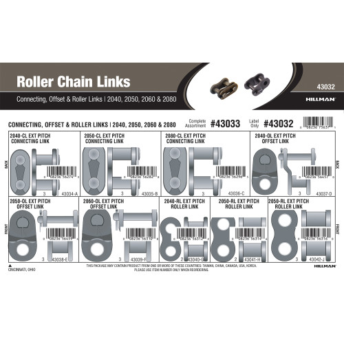 Roller Chain Links Assortment (#2040, 2050, 2060 & 2080)