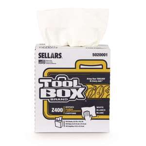 SEL5020001, Sellars, TOOLBOX Z400, Interfold, 1 ply, 9.50"x16.50", Double Recreped (DRC), Industrial Wipers, White