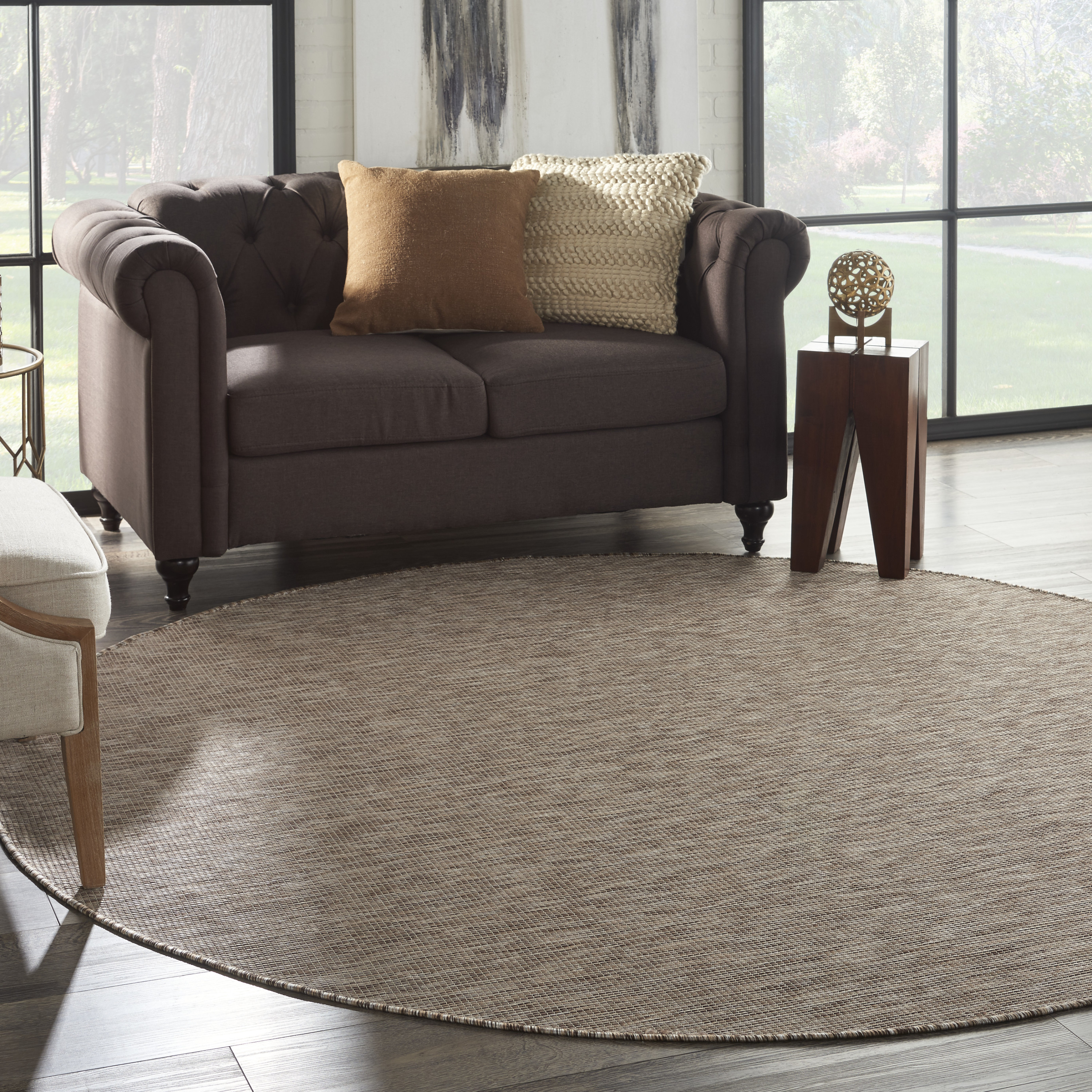 Nourison Positano 8' x Round Beige Modern Rug