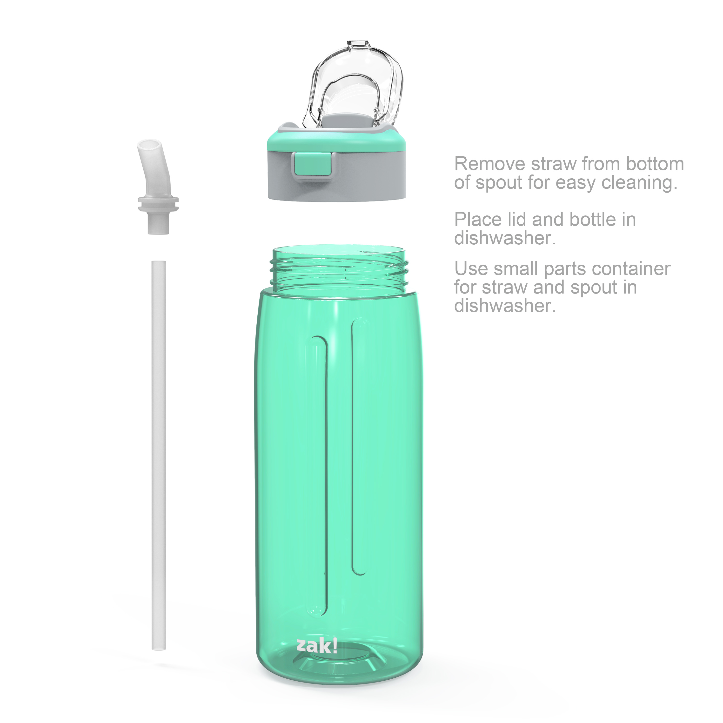 Genesis 32 ounce Reusable Plastic Water Bottle with Interchangeable Spouts, Neo Mint slideshow image 11
