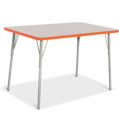 Berries® Rectangle Activity Table - 30" X 48", A-height - Gray/Orange/Gray