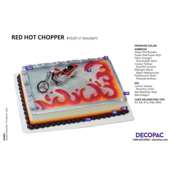 Red Hot Chopper Cake Decorating Instruction Card