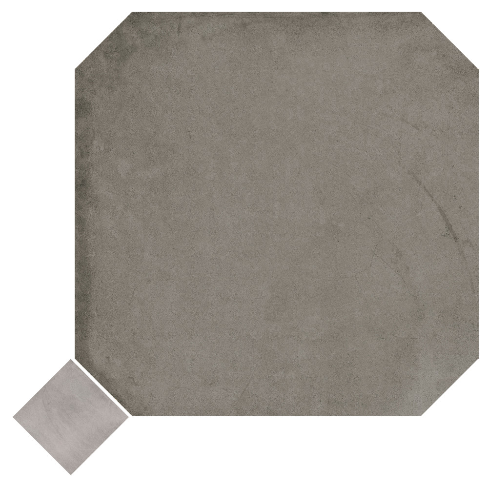Laverton Octagon Grafito with Taco Gris 7-7/8 in. x 7-7/8 in. Porcelain Floor and Wall Tile