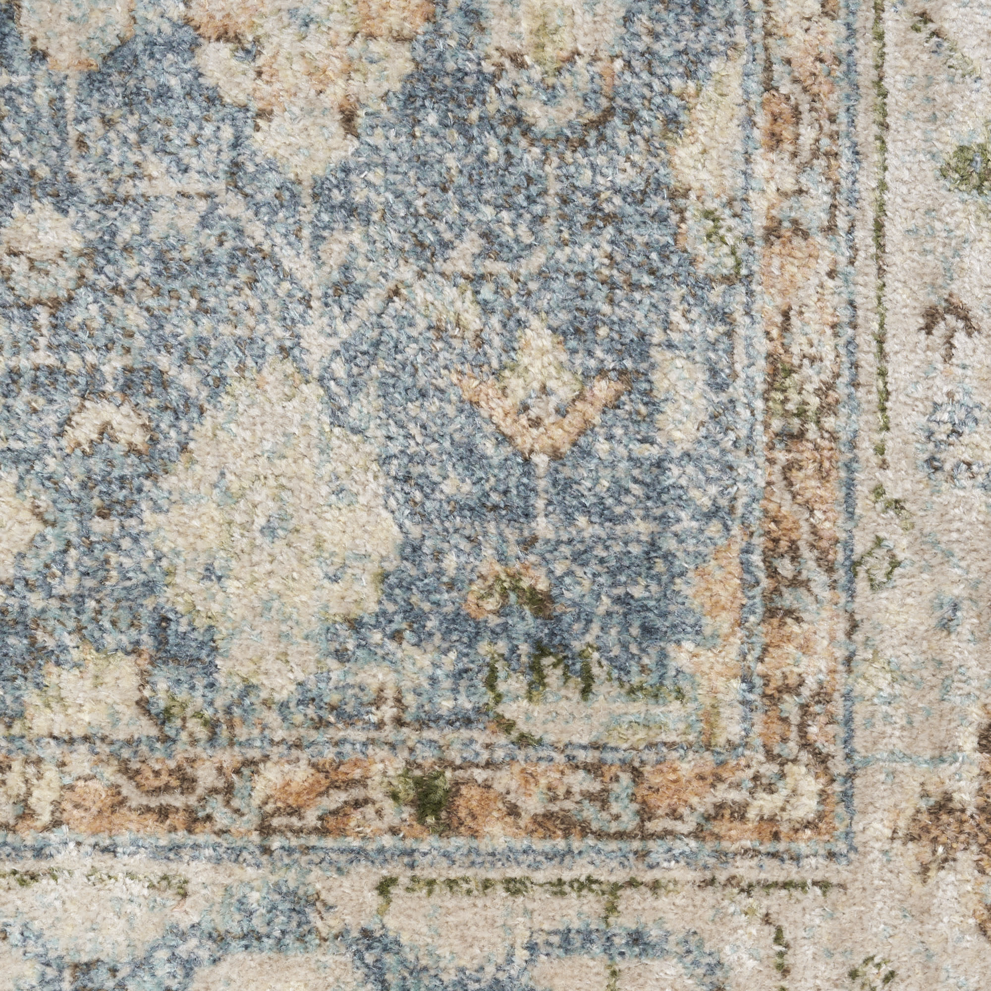 Nourison Astra Machine Washable 6'7" x 9' Silver Blue Vintage Indoor Rug