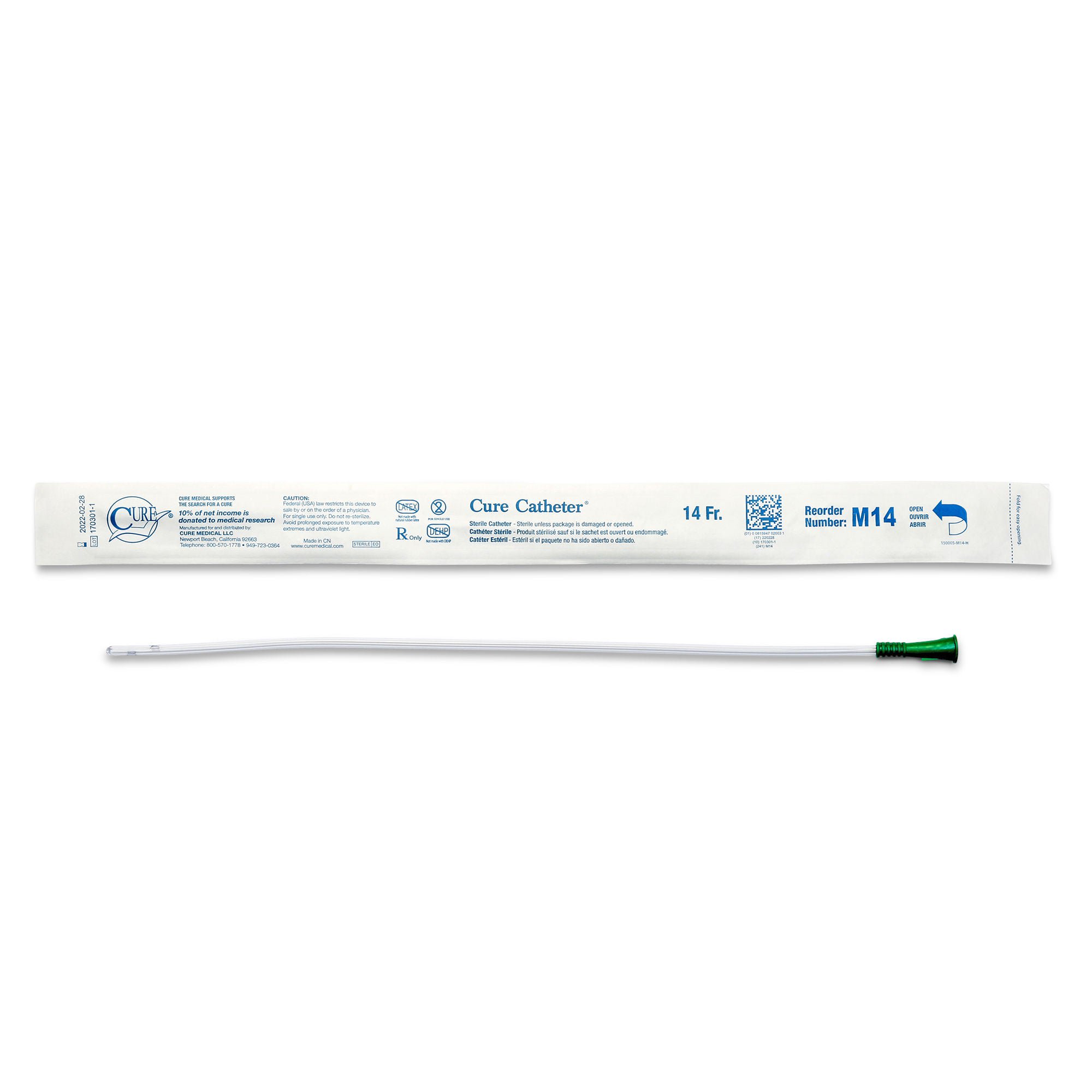 Cure Ultra™ Male Catheter, 14 Fr., Straight Tip