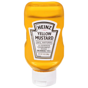 Heinz 100% Natural Yellow Mustard, Forever Full Inverted, No Seal to Peel, 16 ct Case, 13 oz Bottles image