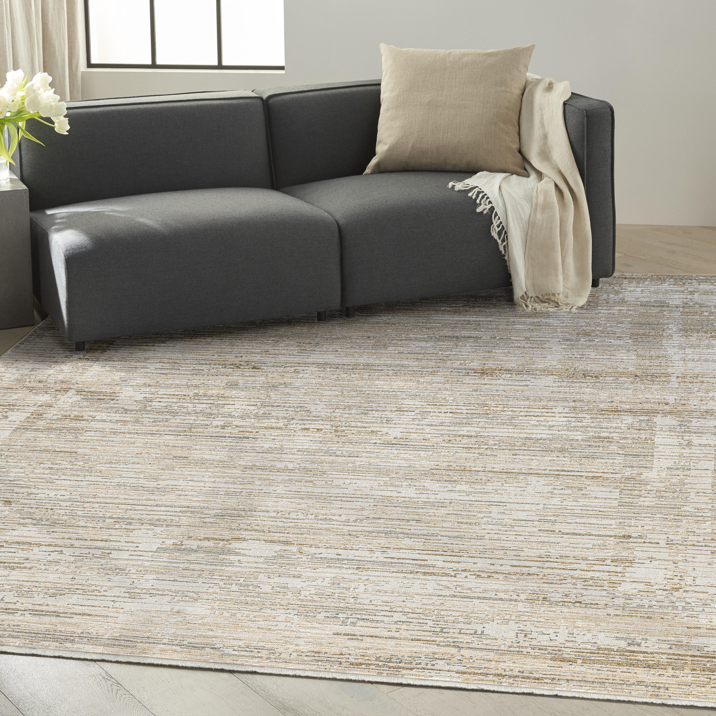 Calvin Klein CK078 Summit 7'10" x 10'2" Natural Ivory Modern Indoor Rug
