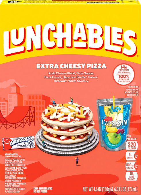 Lunchables Extra Cheese Pizza Meal Kit Capri Sun Pacific Drink & Airheads Mystery Candy, 10.6 oz Box