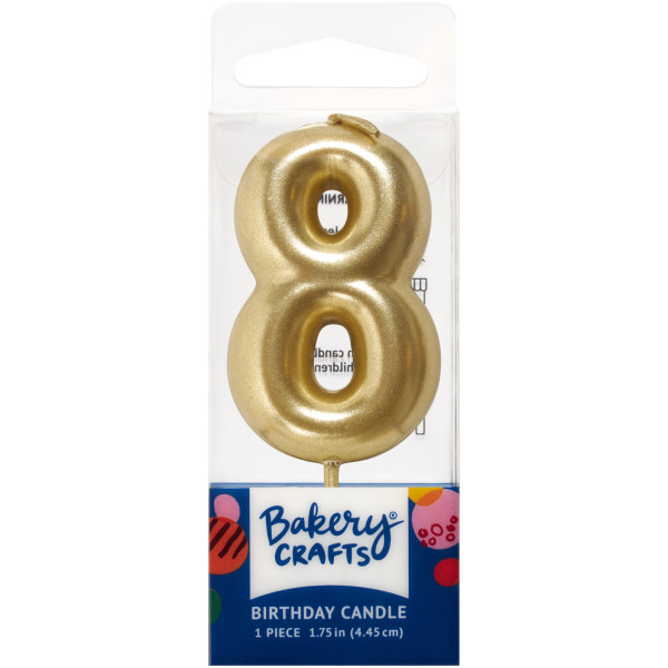 8 Mini Gold Numeral Candles
