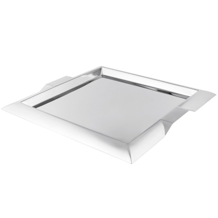 Medium-sized square stainless steel serving tray