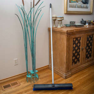 Carlisle, Sweep Complete, 24in, Floor Sweep with Squeegee, Plastic Bristles, Blue
