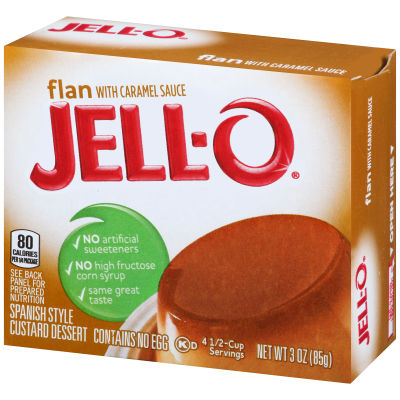 Jell-O Flan with Caramel Sauce Spanish Style Custard Dessert, 3 oz Box