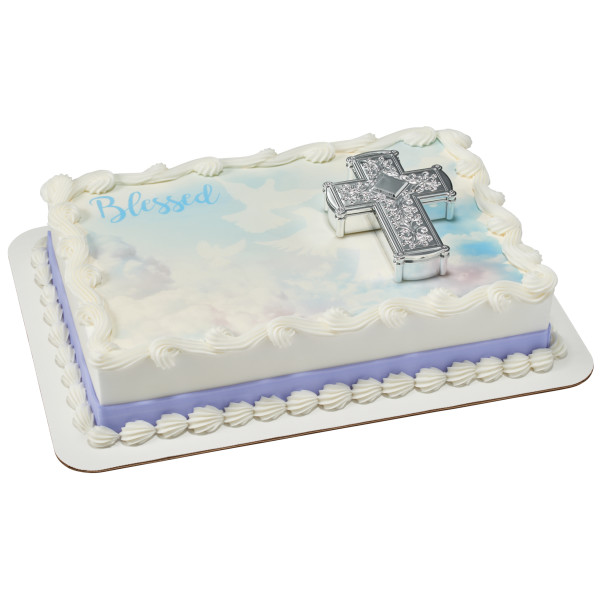 Silver Cross Blessed PhotoCake® Edible Image® DecoSet® Background