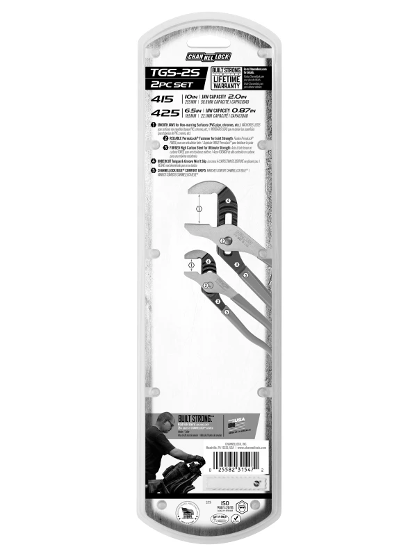 TGS-2S 2 pc. Smooth Jaw Tongue & Groove Pliers Set