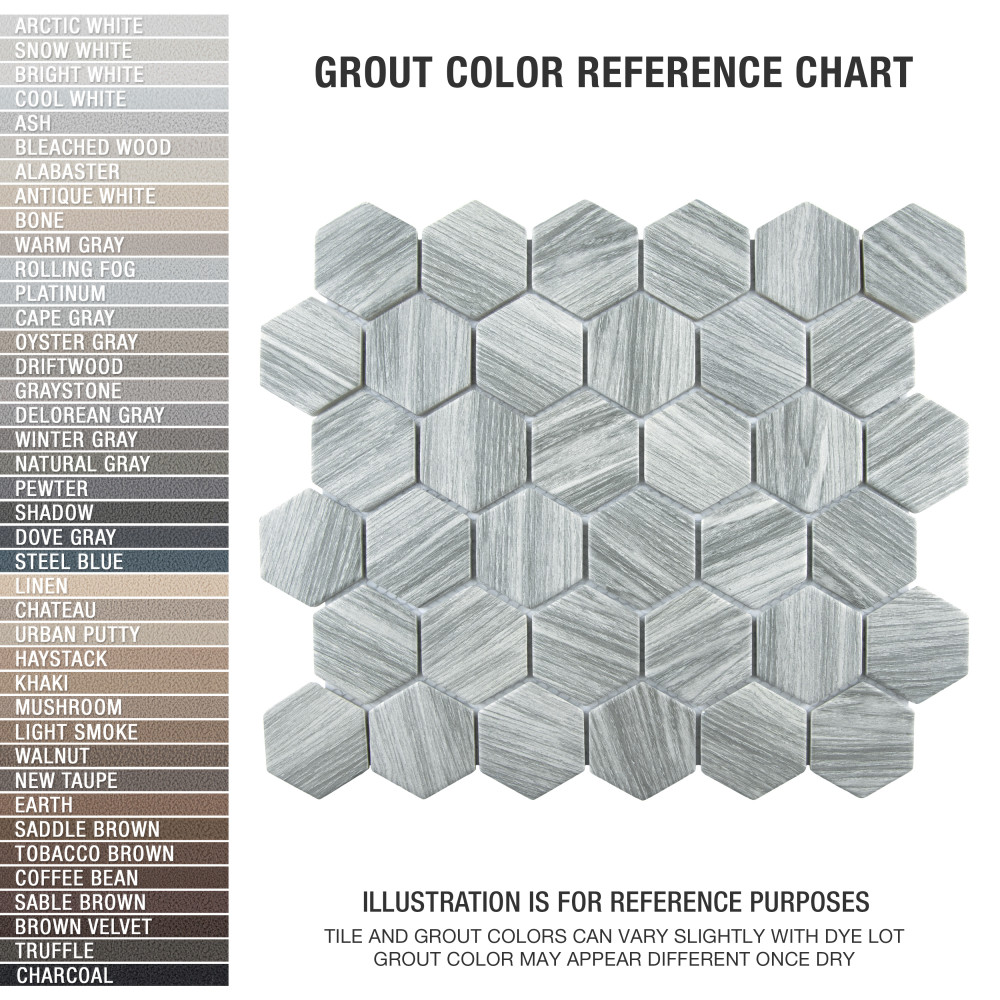 Llama 2″ Hex Matte Silver Smoke 11-1/8 in. x 12-5/8 in. Porcelain Mosaic Tile