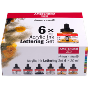 Acrylic Ink Lettering Set, 6 x 30 mL