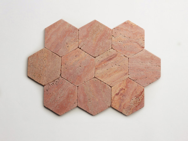 lapidary: girata | hex | red travertine | tumbled 
