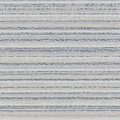 Woven horizontal fabric blind sample with narrow beige, gray and white threads; static, tightly woven with thin darker flecks; close-up view suggesting neutral indoor lighting and texture.