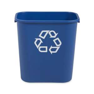 Rubbermaid Commercial, Recycling, 7 gal, Resin, Blue, Rectangle, Receptacle