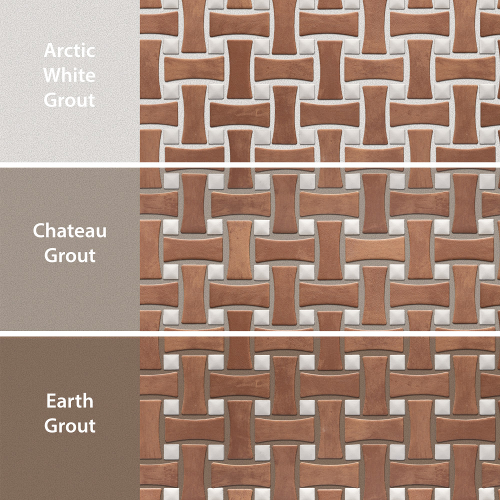 Sentier des Cotto Dog Bone Bsktwv with White Dot 10 in. x 10 in. Porcelain Mosaic Tile